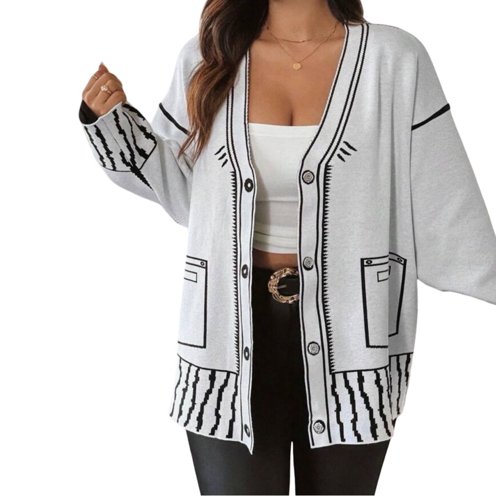 NWOT Shein Curve 2-D Print Cardigan - Picture 4 of 11